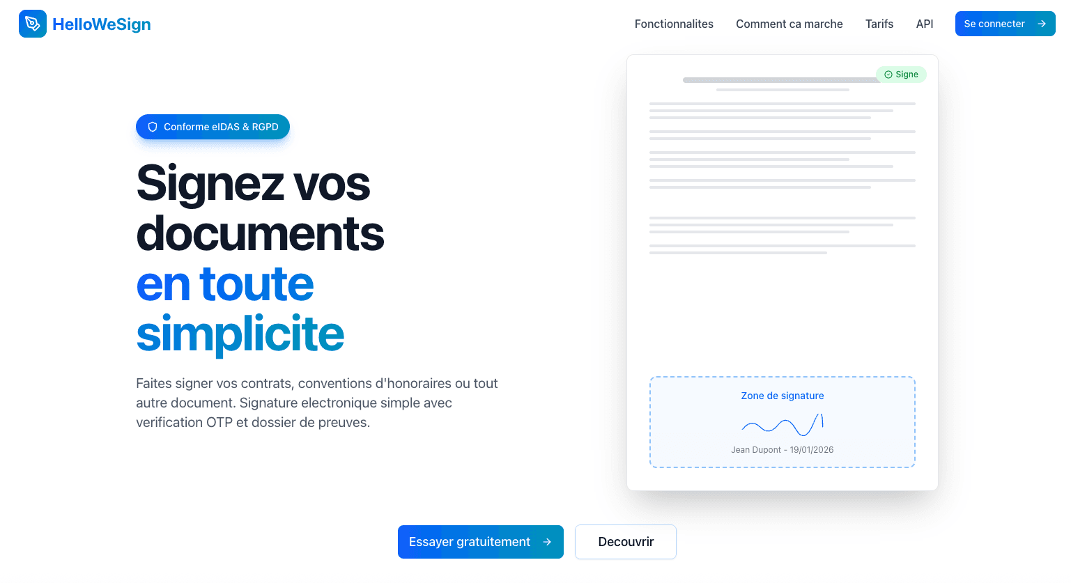 Screenshot de HelloWeSign